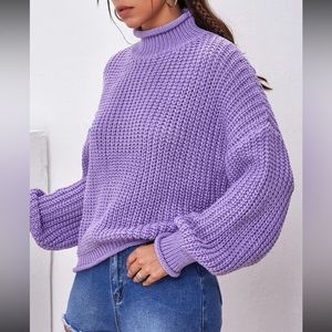 Drip Shoulder Chunky Knit Sweater